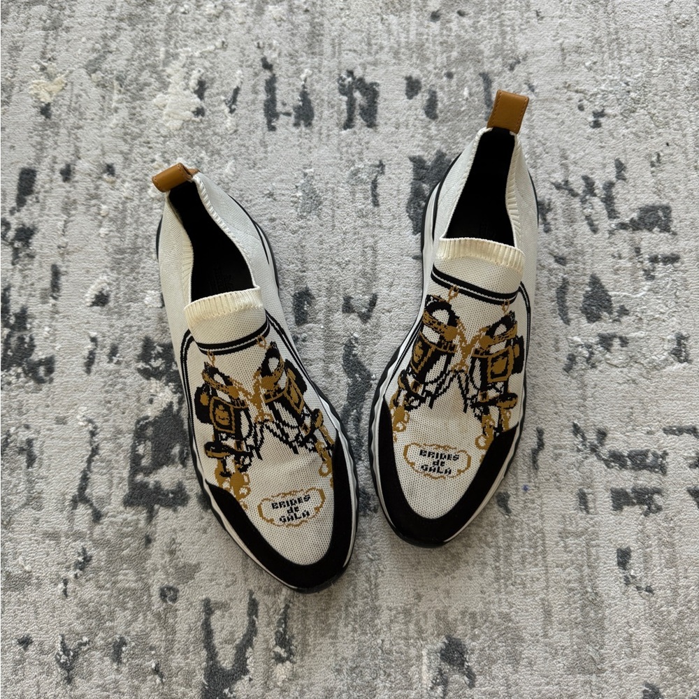 Hermes White and Black Sneakers